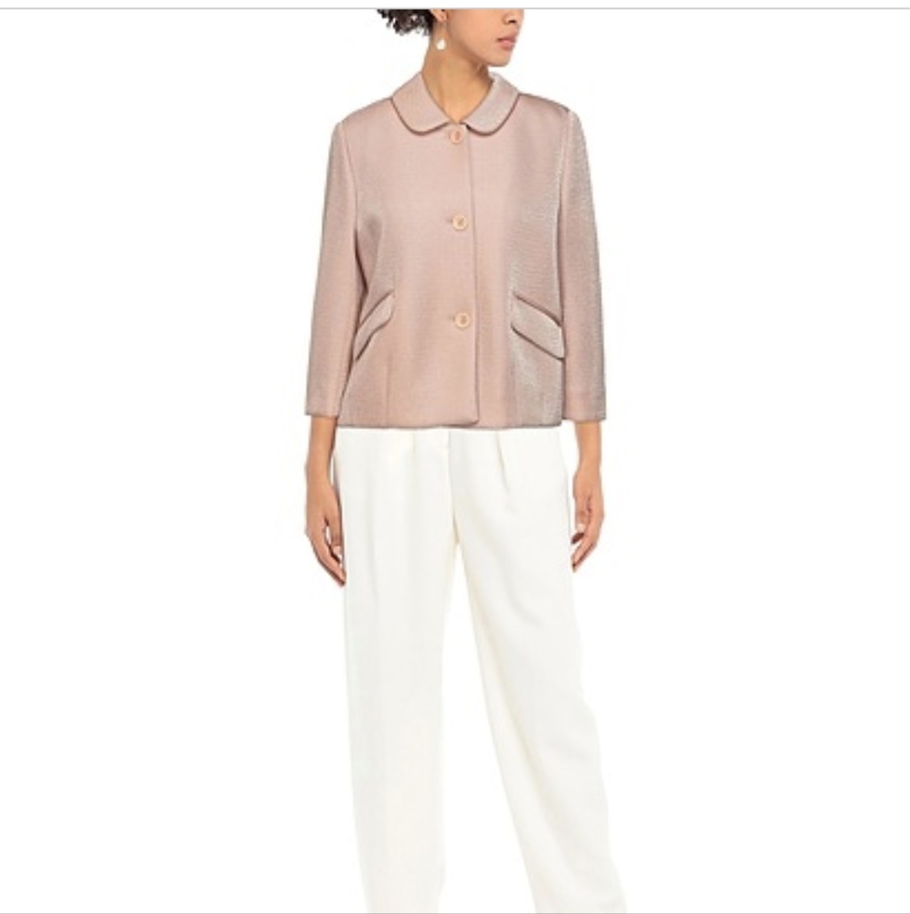 Womens Blush Pink Button-Front Blazer Jacket